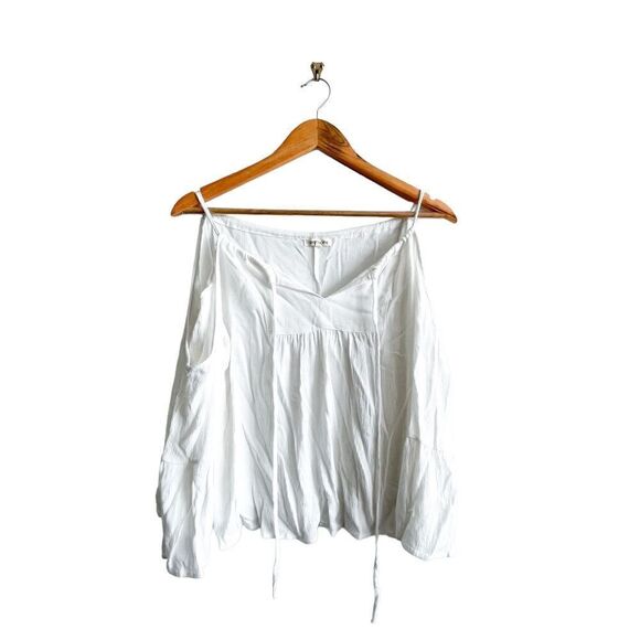 And The Why Gauzy White Blouse Cold Shoulder Flowy Women's M - Picture 1 of 9